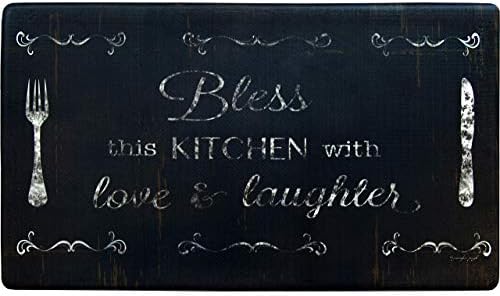 J&V TEXTILES Anti Fatigue Kitchen Mat - Kitchen Mat Cushioned Anti Fatigue, Kitchen Floor Mats Cushioned, Non Slip Waterproof Mat Standing Desk, 20x36x1/2 inches (Bless This Kitchen)