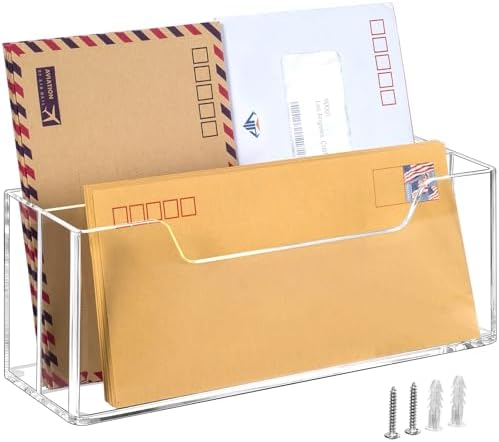BEYGORM Acrylic Mail Organizer for #10 Envelopes, Wall-Mounted, 2-Slot