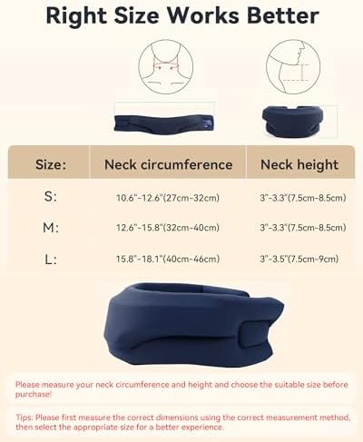 Neck Brace Cervical Collar - Neck Support Brace for Sleeping, Soft Foam Wraps Keep Vertebrae Stable and Aligned for Relief of Cervical Spine Pressure for Women & Men, (15.8-18.1 Inch) Blue