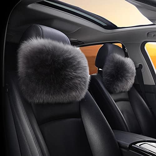 Car Headrest Pillow Plush Protector Neck Rest Pillows, Gray