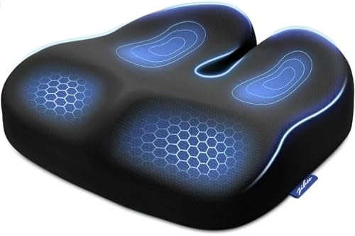 ZIKEE Ergonomic Seat Cushion with Thigh Slope for Long Sitting, Memory Foam Office Chair Cushion for Car, Home, U-Shaped Design Relieves Hip, Tailbone Pain, Non-Slip Sciatica Pain Relief Pillow