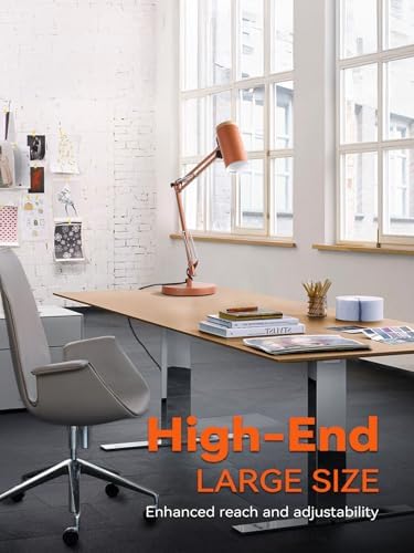 TORCHSTAR Tall Swing Arm Desk Lamp with Wooden Accent, Large Size, Orange