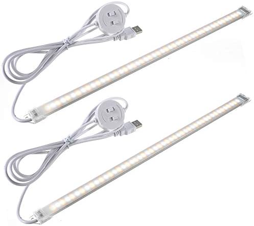 Dimmable Under Cabinet Lighting, Portable USB Reading Strips Craft Light Eye-care LED Desk Reading Lamp Light Great for Craft Table,Pianos,Music Stands,Kitchen,Wardrobe,Shelf,Drawer (warm&cool)