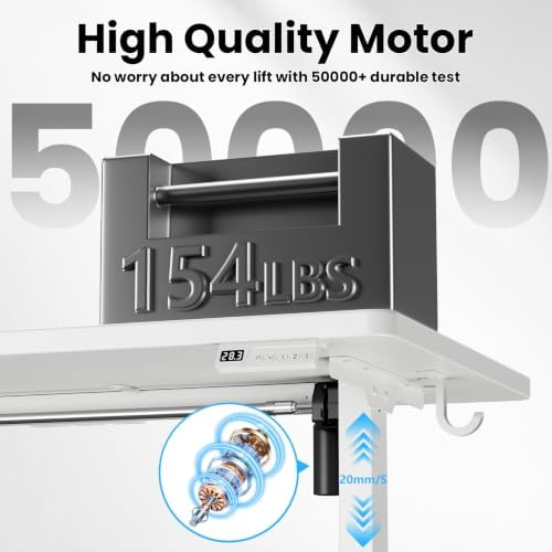 32" Electric Standing Desk, Small Desk 3 Adjustable Height White