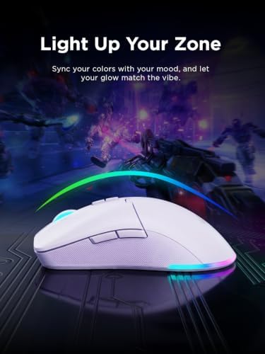 Lenovo Legion M220 Wireless RGB Gaming Mouse, Tri-Mode (Bluetooth, 2.4GHz & Wired), 5000 DPI Optical Sensor, 2-Zone RGB Lighting, 100Hr Battery, 7 Buttons, USB-C Rechargeable, Glacier White