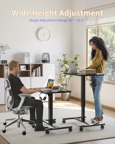 YIHAYO 24 x 16 Inches Mobile Small Standing Desk with Wheels, Black