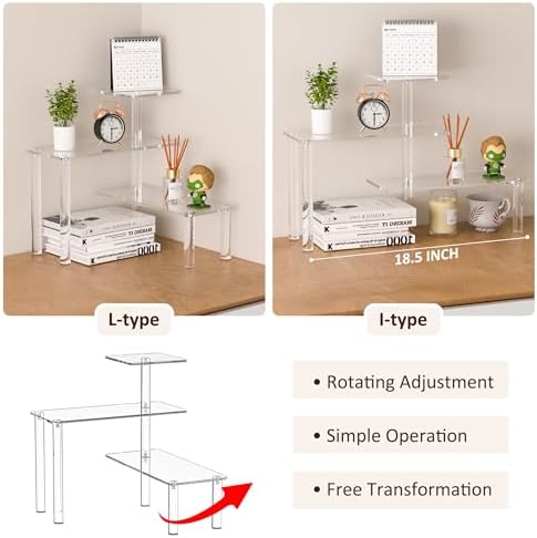 Sezanrpt Clear Countertop Corner Organizer Shelf 11.8x11.8x12.4 Inch, 3 Tier Acrylic Bathroom Organizer Corner Shelf for Countertop, Space Saver, Moisture Proof (Pack of 2)
