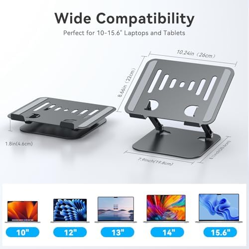 K&ZZ Adjustable Laptop Stand Riser Foldable Aluminum Laptop Stand for Desk