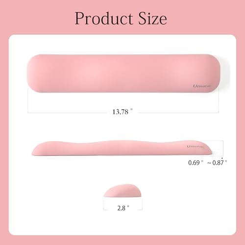 UnivoColors Design-Medium Wave Keyboard Wrist Rest of Medium, Artificial Sheepskin+Memory Foam+Ergonomic+Anti-Slip Gel, Resilience Support During Work and Gaming,Keyboard Accessory,Pink