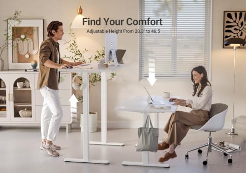 YDN 55 x 24 Inch White Electric Standing Desk
