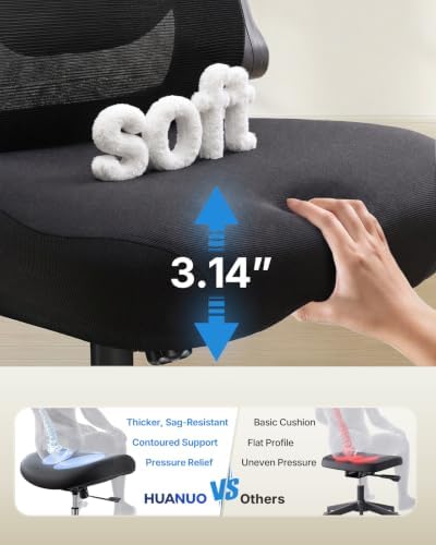 HUANUO Ergonomic Office Chair, High Back Computer Desk Chair with Adjustable Lumbar Support and Headrest, Comfy Gaming Chair with 3D Armrests, Home Office Rolling Chair, Max Load 300 lbs, Pack of 5