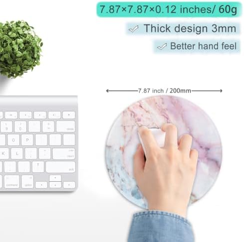 ITNRSIIET Marble Round Mouse Pad Pink Marble Customized Premium-Textured Washable Desktop Protection Mouse Mat with Non-Slip Rubber Base 7.87×7.87×0.12 inches, Pink Marble