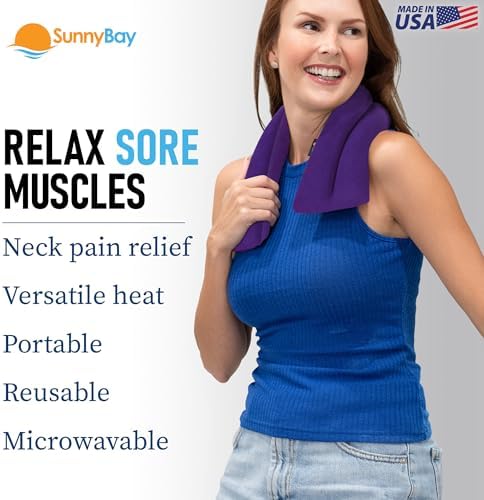 SunnyBay Microwavable Heating Pad, Neck and Shoulder Wrap, 26 inch, Purple