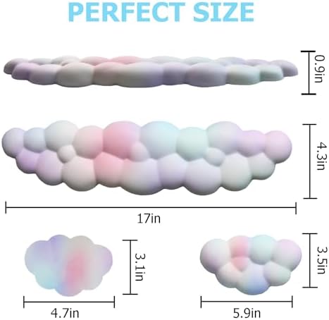 Cloud Wrist Rest Keyboard, Ergonomic Keyboard Wrist Rest Pad Set, Rainbow