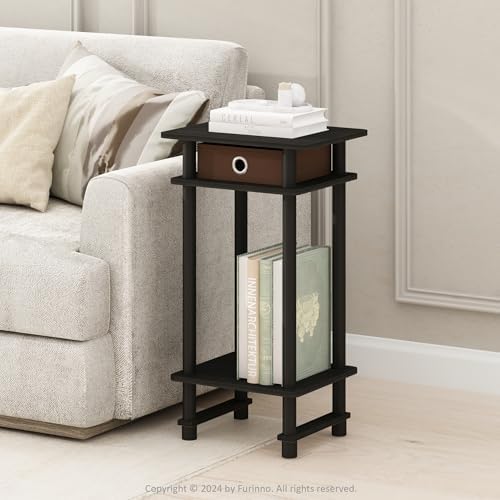 Furinno Turn-N-Tube Toolless 3-Tier Compact Side Table, Black Espresso