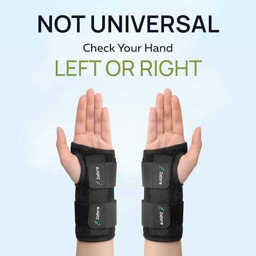 ZOFORE SPORT Carpal Tunnel Wrist Brace Support with 2 Straps and Metal Splint Stabilizer - Helps Relieve Tendinitis Arthritis Carpal Tunnel Pain - Reduces Recovery Time for Men Women - Left (L/XL)