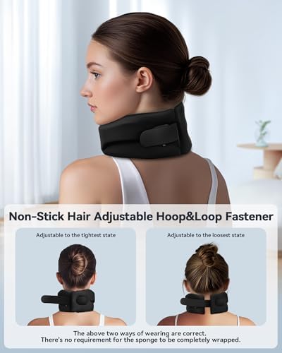 Neck Brace Cervical Collar - Neck Support Brace for Sleeping, Soft Foam Wraps Keep Vertebrae Stable and Aligned for Relief of Cervical Spine Pressure Black Small(10.6-12.6 Inch)