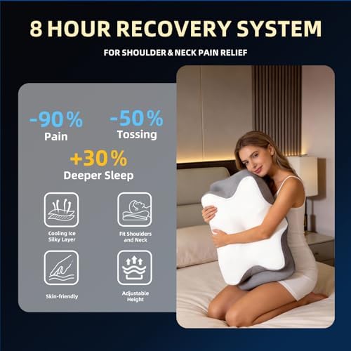 Ergonomic Memory Foam Pillow for Neck Pain, Queen Size
