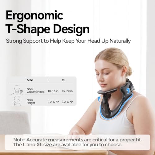 Posture Corrector for Neck & Cervical Spine Alignment - 360° Adjustable Neck Collar with 28 Levels, Memory Foam Support for Pain Relief, Tech Neck, Hump & Forward Head Posture (Black, X-Large)