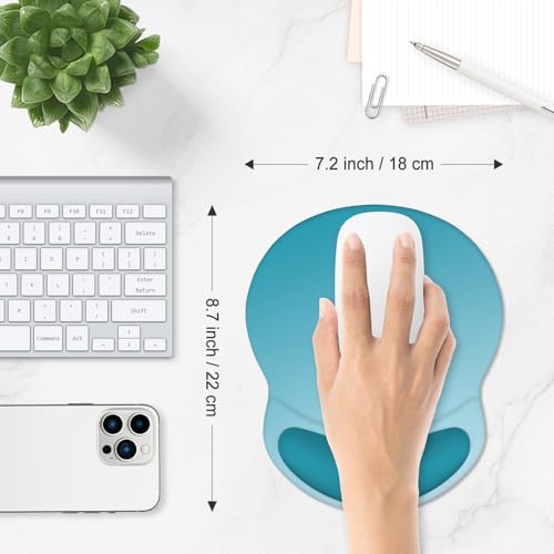 ITNRSIIET Ergonomic Mouse Pad with Comfort Gel Wrist Rest, Non-Slip PU Base, Smooth Textured Surface, Reduces Hand Fatigue & Wrist Pain, 8.7 x 7.2 Inch for Office Gaming Home, Blue