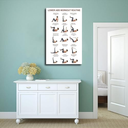 Lower Belly Abs Workout Lower Ab Exercises Core Floor Workout Chart Home Ab Core Home Gym Exercises Canvas Poster Wall Art for Living Room Bedroom Decor Frame 12x18inch