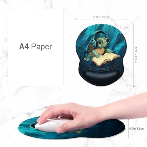 ITNRSIIET Ergonomic Mouse Pad with Gel Wrist Support Small Wrist Rest Smooth Surface Non-Slip PU Base Comfortable Office Supplies Pain Relief, 8.7 x 7.2 inches, Pretty Turtles