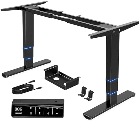 HUANUO 3-Stage Dual Motor Electric Standing Desk Frame, 265 lbs, Black