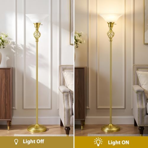 GyroVu Torchiere Floor Lamp for Living Room, LED Standing Reading Light