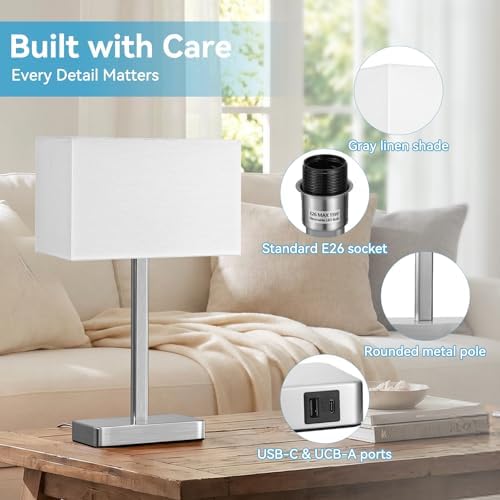 Hong-in Lamps for Nightstand Set of 2, Lamp for Bedroom Living Room White