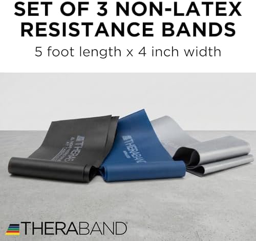 THERABAND Resistance Bands Set, Elastic Bands for Exercise & Physical Therapy, Strength Training for Upper & Lower Body Fitness