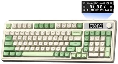 AULA S99 Pro Wireless Keyboard, Display Screen & Media Knob, Tri-Mode Bluetooth/2.4G/USB-C RGB Creamy Gaming Keyboard with Number Pad Macro Keys, Custom Computer Keyboards for Laptop PC Gamer - Green