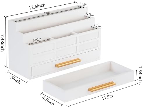 Desk Organizer with Drawer, Countertop Bill Mail Organizer and File Storage