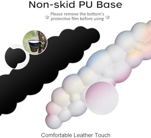 JIKIOU Upgrade Leather Cloud Wrist Rest for Keyboard and Mouse & Cup Pad