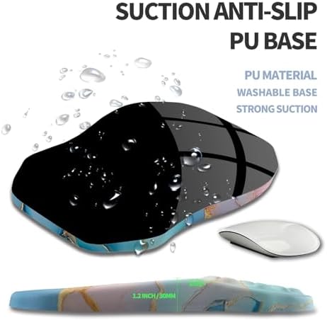 Ergonomic Raised Mouse Pad Wrist Support with Bilateral Slope Memory Foam Mousepad for Wrist Rest and Carpal Tunnel Pain Relief 11.8x7.9〃Blue Marble