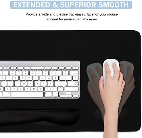 Large Mouse Pad and Keyboard Wrist Rest, Desk Pad for Keyboard and Mouse, 4-in-1 Large Gaming Mouse Pad with Wrist Support, Desk Mat for Home Office Study Game-Black
