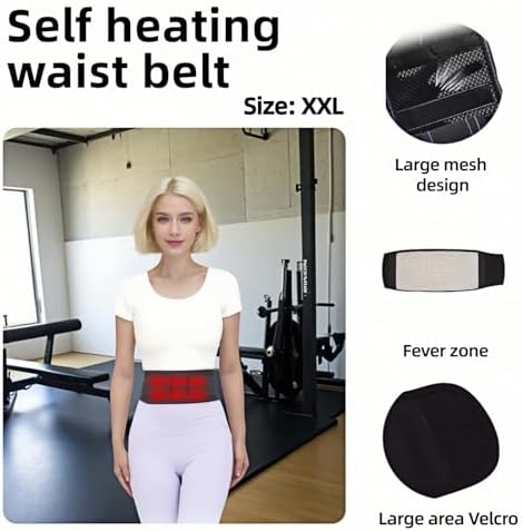 Self heating lumbar support strap suitable for both men and women - adjustable back support with thermal therapy, used to relieve lumbar discomfort, posture support (XXL) (Pack of 2)