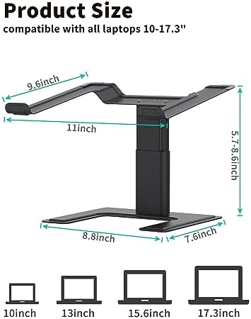 ALASHI Laptop Stand, Height Adjustable Desk Riser, 10-17.3", Black