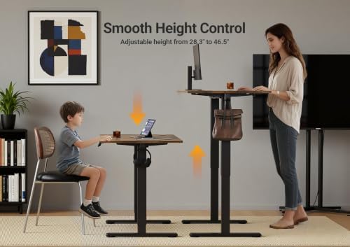 YDN 63 x 24 Inch Rustic Brown Electric Standing Desk