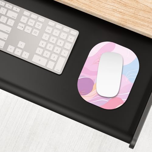 Small Mouse Pad, 6 x 7 Inch, Oval Mini Mouse Pad with Non-Slip Rubber Base for Laptop Wireless Mouse Keyboard Tray Mousepad, Wave Pattern