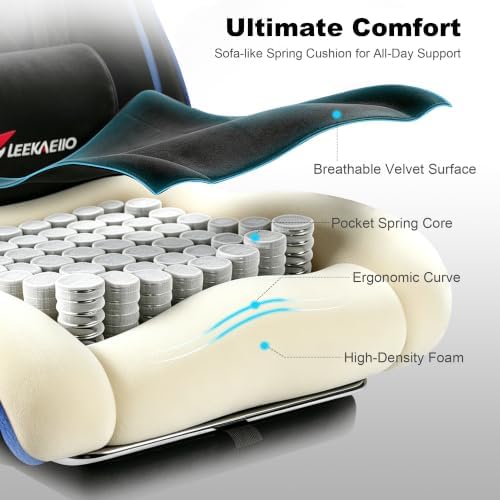 Fabric Gaming Chair for Adults, Comfortable Office Chair with Footrest