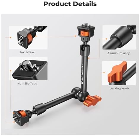 K&F CONCEPT 11" Magic Arm with ARRI 1/4" Screw 360° Ball Heads