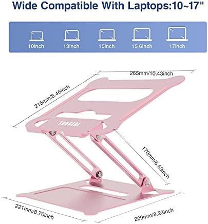 Adjustable Laptop Riser, Multi-Angle Stand with Heat-Vent for Mac, Notebook, Lenovo KT1-Rose