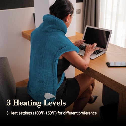 COMFIER Large Heating Pad for Back, FSA Eligible HSA Heating Pad for Neck and Shoulders and Back, Heated Neck Wrap, 3 Heat Levels & 90-Mins Auto Shut Off, Fathers Day Dad Gifts for Men Husband