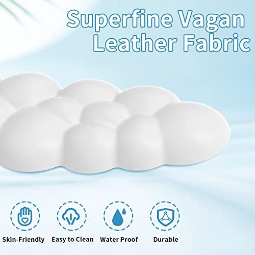 Cloud Wrist Rest Keyboard, White Cloud Palm Rest with PU Leather Memory Foam Cute Keyboard Rest for Wrist Support and Arm Rest, Desk Cloud Wrist Pad for PC Gaming/Hand Cushion/Computer/Office