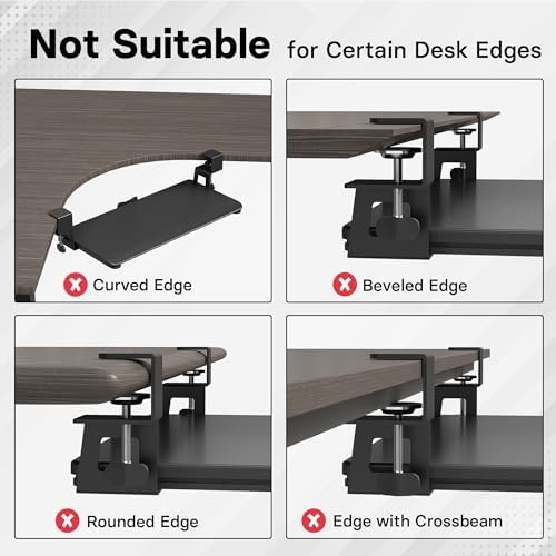 BONTEC Under Desk Keyboard Tray, Pull-Out Keyboard & Mouse Platform
