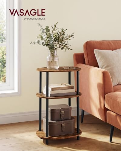 VASAGLE Side Table, Small End Table, Tall Nightstand, Steel Frame