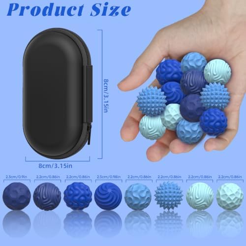 Silicone Magnetic Balls, Fidget Toys for Adults & Teens, 6PCS Stress Balls Sensory Toy, Quiet Magnet Desk Fidgets with Textured, ADHD Anxiety Relief Items, Fun Stocking Suffers Gifts (Blue(8-Pack))