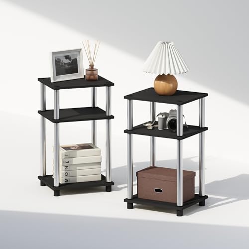 Furinno JUST Set of 2 Toolless 3-Tier Night Stand, Americano