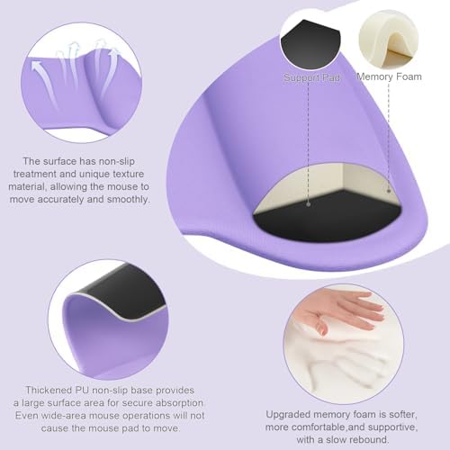 MOSISO Wrist Rest Support for Mouse Pad & Keyboard Set, Light Purple