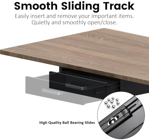 UNITEDPOWER Under Desk Drawer Storage, Pull-Out Office Hidden Counter Drawer, Metal Sliding Organizer Mount Below Table for Standing Electric Adjustable Height Desk, Black